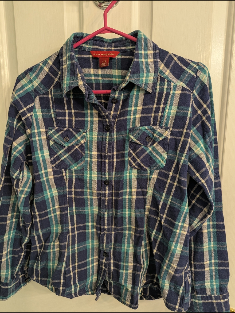 B.U.M. Equipment Women's Blue Plaid Button-Down Shirt